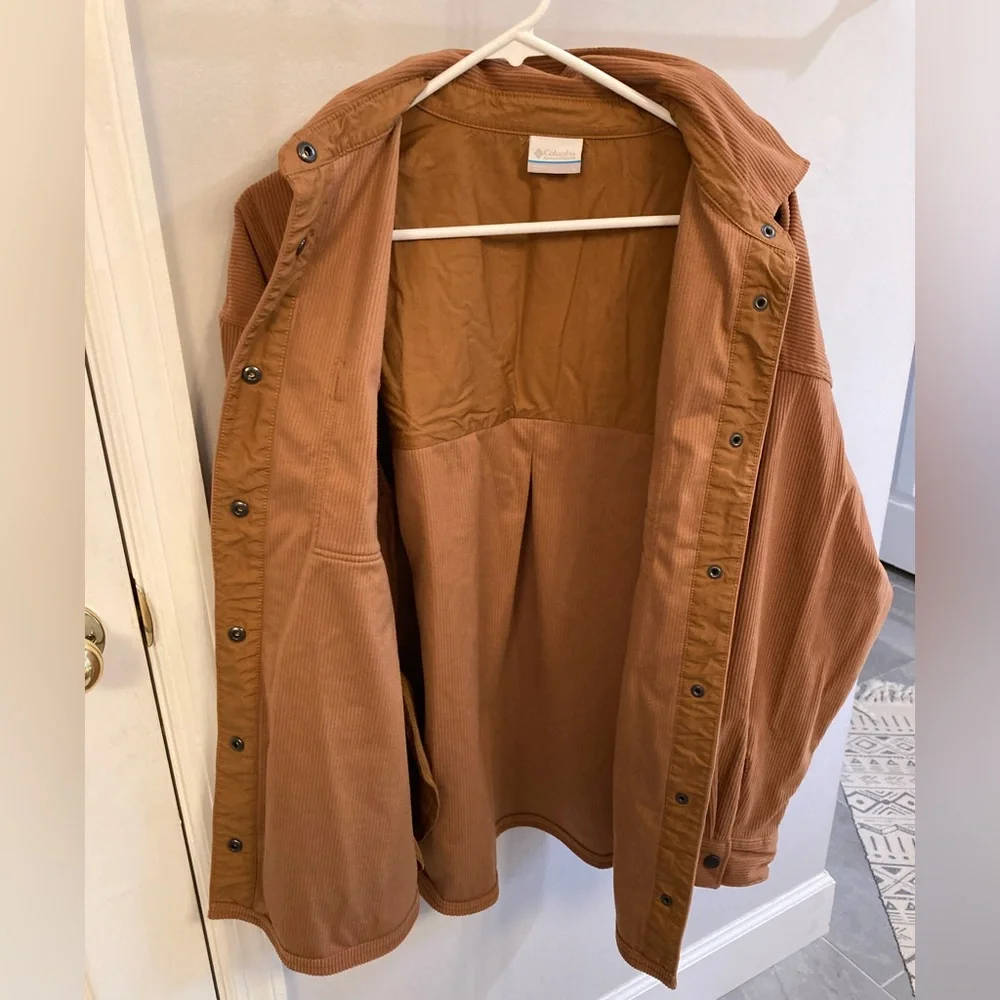 Columbia Women's Blue Point Creek Corduroy Shirt Jacket size large Camel Brown - Picture 5 of 9